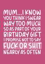 'I Swear Too Much' Funny and Cheeky Birthday Card created by Brogan Thomas