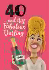 Patsy Ab Fab 40th champagne birthday card for her created by The Supermodels