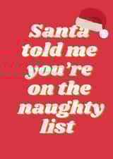 Santa’s naughty list card created by Proper job studio