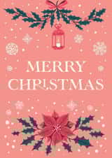Merry Christmas Poinsettia Card - Poinsettia - Flowers - Holly - Festive - Traditional - Snowflakes - Christmas Card created by Kate Styling