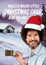 Bob Ross Merry Little Christmas Card created by All Things Banter