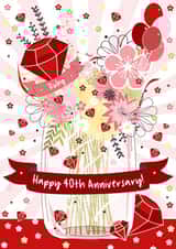 Pretty Ruby Anniversary Card - 40 Years - Happy 40th Anniversary created by Little Silverleaf