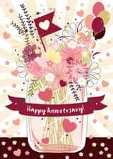 Pretty Vase Of Flowers Anniversary Card - Happy Anniversary created by Little Silverleaf