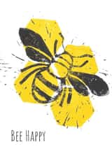 Bee Happy Lino Print created by Wild Leaf Stationery