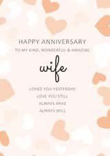 Cute Anniversary Card - Wife - Happy Anniversary To My Kind Wonderful & Amazing Wife created by PMPrinted