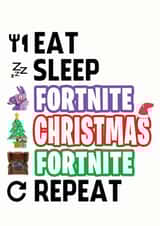 Happy Christmas - Eat, Sleep, Fortnite & Repeat Gamer card created by ShortRound888