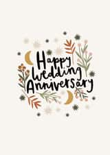 Moons and stars wedding anniversary card created by Printed Picnic