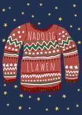 Welsh Merry Christmas Jumper Card. Nadolig LLawen created by Jasmine Violet
