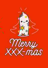 Red XXX-mas Christmas card created by Lena Lapina