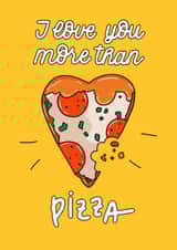 Cute yellow pizza greeting card for any occasion created by Lena Lapina