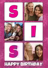 Personalised Birthday Photo Card created by @Cupsie's Creations - Sister Pink Birthday Personalised Photo Card 21687