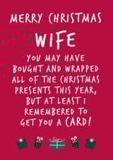 Cheeky - Funny - Wife - Merry Christmas Wife - Christmas Presents - Presents - Christmas Card created by Fifi Designs