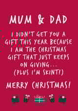 Cheeky Christmas card for Mum and Dad created by Fifi Designs
