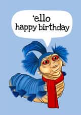 Labyrinth worm birthday card  created by Swish & Scribble