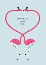 Congrats, Love Birds - Flamingo Men's card - Wedding or Engagement created by Betiobca
