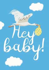 Cute Illustrated New Baby Stork Card created by whimsical AF