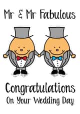 Mr & Mr Fabulous Gay Wedding Day - Congratulations Card - Civil Ceremony - LGBT created by Knick Knack Crafts
