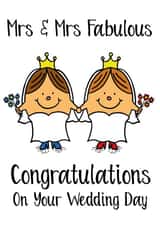 Mrs & Mrs Fabulous - Lesbian Wedding Congratulations - Civil Ceremony, LGBT created by Knick Knack Crafts