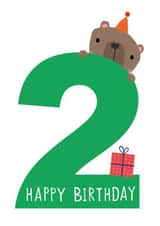 Cute bear and number 2nd birthday card created by Dawn Machell