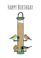 Birds on Bird Feeder Birthday Card created by Send Salutations