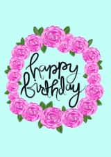 Happy Birthday Pink Floral Wreath created by Jennifer Claire Design