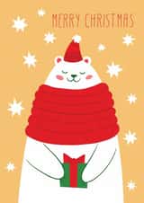 Cute polar bear Christmas card created by Natalia Ryapolova