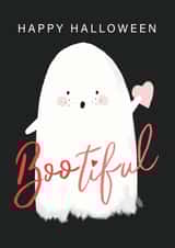Cute Happy Halloween BOO - tiful ghost holding a heart card created by Making Meadows Ltd