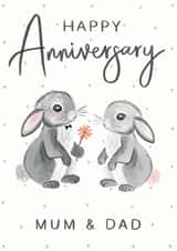 Cute Bunny Rabbit Anniversary Card - Parents - Mum & Dad - Happy Anniversary Mum & Dad created by Making Meadows Ltd