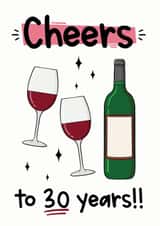 30th Birthday Card - Red Wine created by The Laughing Sloth