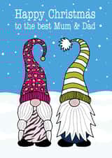 Best mum and dad gnome couple Christmas card created by Gellie Design