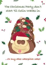 Party starter Colin the caterpillar christmas card 1001 created by Sarah Stephenson