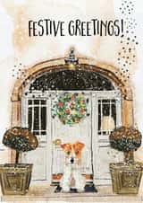 Festive Greetings Dog card created by Jo Scott Art