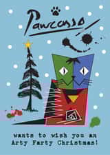 Arty cat Christmas card created by Wicked Poppy Designs