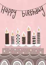 Classic Birthday Card - Cake - Candles created by @pepperpeachillustrations