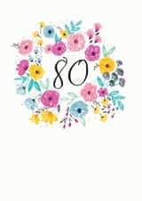 80 Floral Birthday Card created by Pom Pom Party Cards