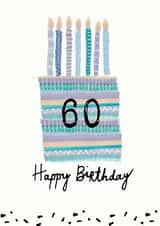 Happy 60th Birthday Cake Card created by Pom Pom Party Cards