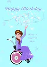 Wheelchair princess birthday card created by Julie Costello