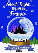 Fortnite Christmas 2024 gamer card. Complete in illustrated snow globe! created by Kerrylovescards