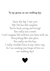 My groom on our wedding day - Poetic wedding card created by Ami Webster