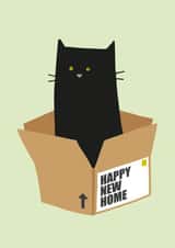 Cute Black Cat New Home Card - Cat - Moving Box - Happy New Home created by Holly Newth