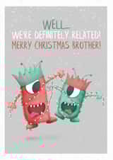 Definitely Related Funny Brother Monster Christmas Card created by Lanther Black