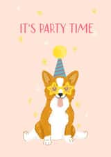 Cute, funny corgi. Party or birthday invitation. created by Anastasia Ultramarin