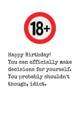 Sarcastic 18th Birthday Card created by Rhymes for Reasons