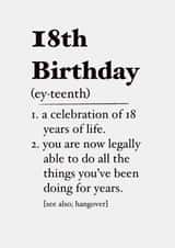 18th birthday definition card created by The Girl Next Draw Cards