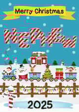 Cute Nephew - Snowy Christmas 2025 Express Train scene with Santa and reindeer created by Kerrylovescards
