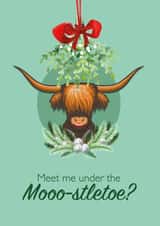 Highland Cow mistletoe Christmas Card created by Crazed Creative