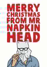 The holiday mr napkin head christmas card created by Studio Doodles