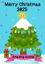 Cute Merry Christmas Tree Card 2025 | Wonderful Amazing Auntie My Shining Star! created by Kerrylovescards