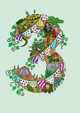 Wild 3rd Birthday Jungle Card for girls or boys - animal themed - celebration created by Jenny Wren Designs