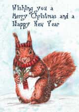 Red Squirrel Cute Christmas Card created by Jenna Catton Illustrations